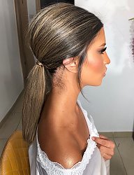 Fryzury Długie Ślubne Proste Upięcie Blond - 3272205