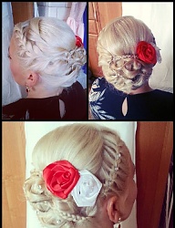 Fryzury Średnie Ślubne Proste Upięcie Blond - 3172409