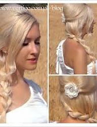 Fryzury Długie Wieczorowe Proste Warkocze Blond - 2008108