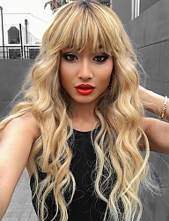 Fryzury Długie Na co dzień Kręcone z grzywką Rozpuszczone Blond - 3068709