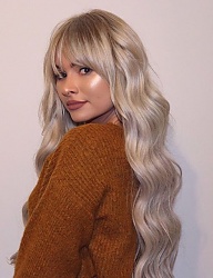 Fryzury Długie Na co dzień Kręcone z grzywką Rozpuszczone Blond - 3267877