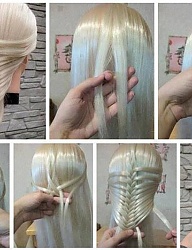 Fryzury Długie Wieczorowe Proste Warkocze Blond - 2127327