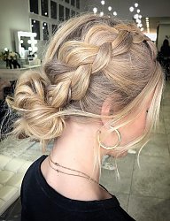 Fryzury Średnie Wieczorowe Proste Warkocze Blond - 3274370
