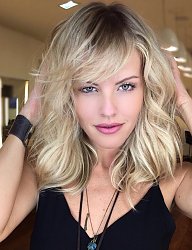 Fryzury Średnie Na co dzień Proste z grzywką Rozpuszczone Blond - 3270551